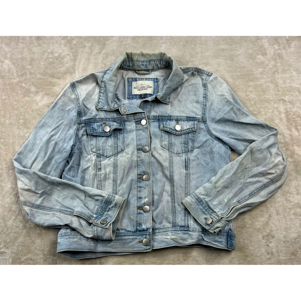 Ashley Vintage Charm Denim Trucker Jacket Light Wash Cotton Large 14293036